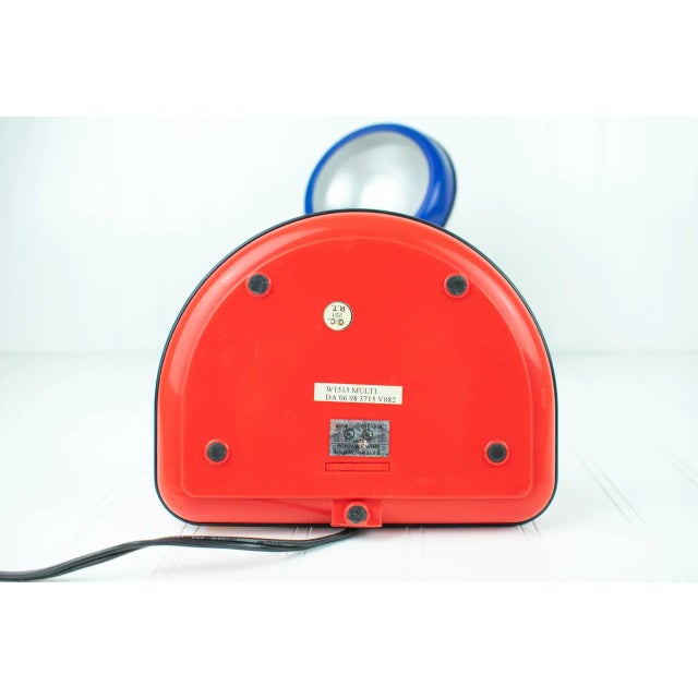 Vintage 1980's Rabbit Tanaka Gooseneck Memphis Desk Lamp & Organizer, Red & Blue For Sale - Image 9 of 12