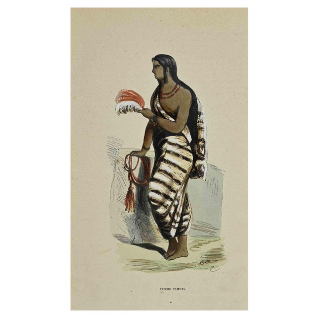 Auguste Wahlen, Femme Pampas, Lithograph, 1844 For Sale