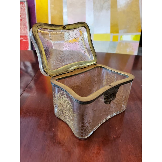 Late 19th Century Late 19th Century Antique Baccarat Style Crystal Jewelry Box Casket Gold Overlay For Sale - Image 5 of 5
