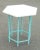 Traditional Mid Century Modern Teal Painted Base Hexagon Top Patio Side Table For Sale - Image 3 of 11