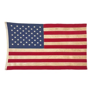Vintage Cotton Embroidered American Flag For Sale