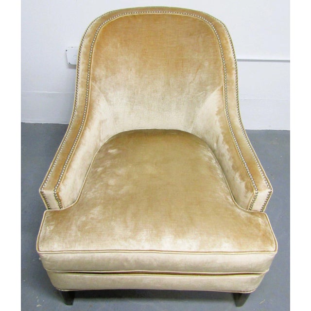 Pair of Century Furniture Velvet Upholstered Nail Head Lounge Chairs and Pillows For Sale - Image 13 of 18