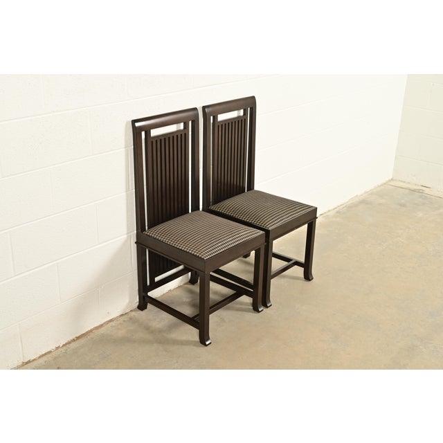 Cassina Frank Lloyd Wright for Cassina Arts & Crafts Dark Cherry Wood Side Chairs or Dining Chairs, Pair For Sale - Image 4 of 13