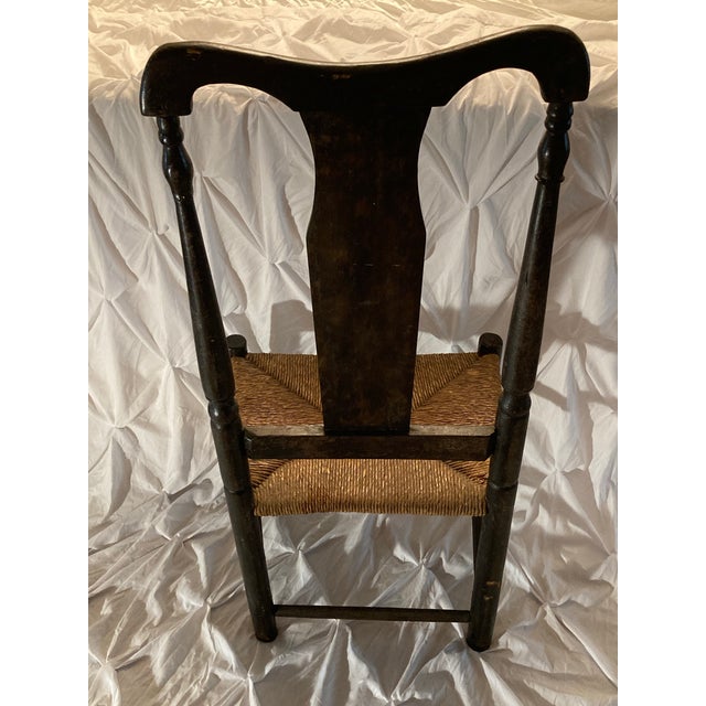 Early 18th Century American Queen Anne 1700s Ebonized Side Chair.Because of Their Age,Genuine 18th-Century Ebonized Antiques Are Highly Collectible Museum-Quality Pieces For Sale - Image 5 of 6