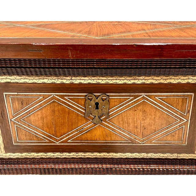 Wood Vintage Alphonse Marina Carved Wood Console Table With Bone Inlay For Sale - Image 7 of 14