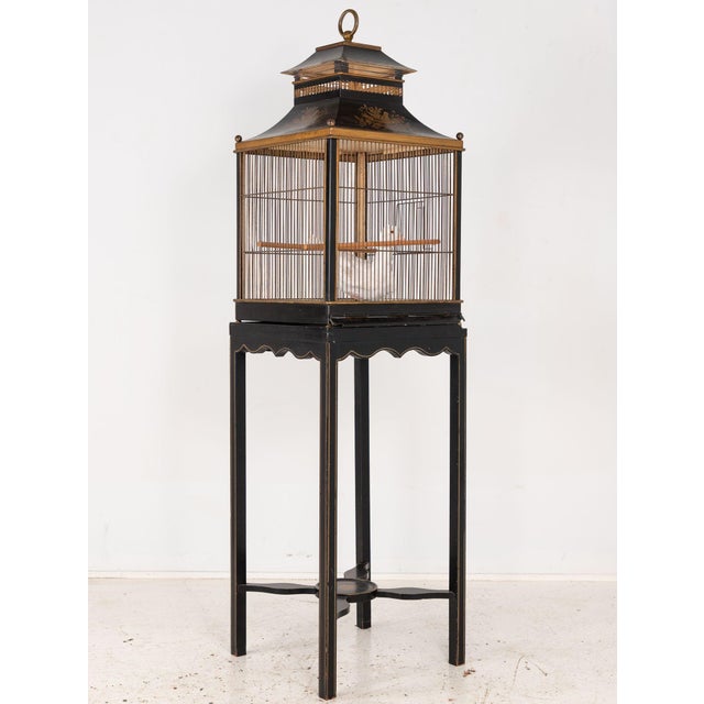 Regency Style Tole Birdcage on Stand, Usa, 20th Century For Sale - Image 4 of 10
