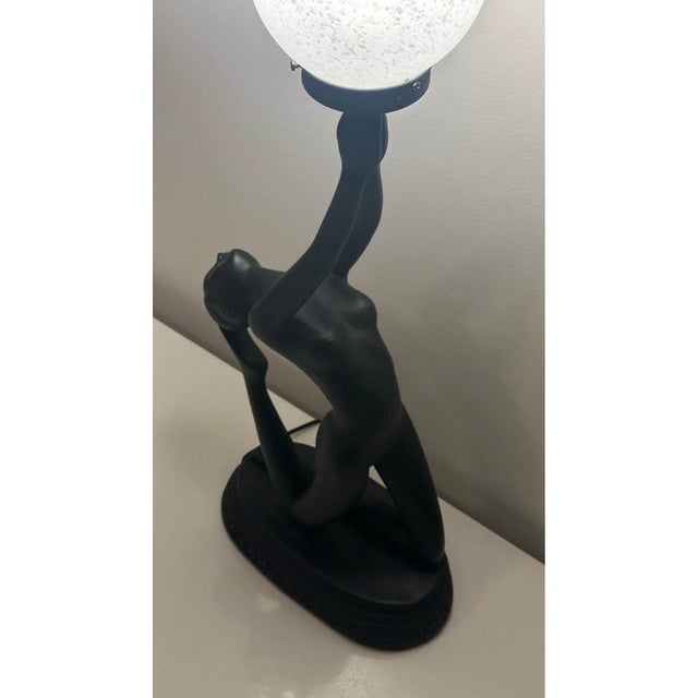 Black 1980s Pair of Neo-Art Deco Nude Lady Figurine Lamps From the For Sale - Image 8 of 10