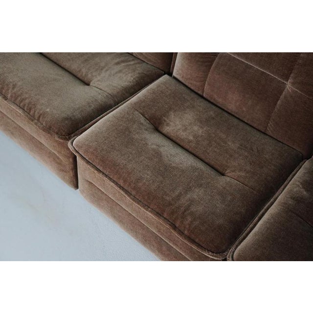Vintage Brown and Green Velvet Modular Sofa, Set of 3 For Sale - Image 11 of 16