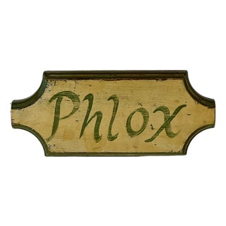 Unusual Bowtie Shaped Vintage Wood Painted Sign Advertising Phlox Flowers For Sale