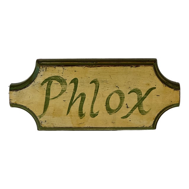 Unusual Bowtie Shaped Vintage Wood Painted Sign Advertising Phlox Flowers For Sale