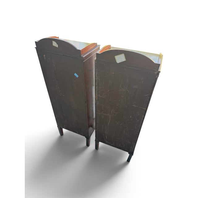 Pair of English Adam Revival Hand-Painted Satinwood Pedestal Cabinets For Sale - Image 11 of 11