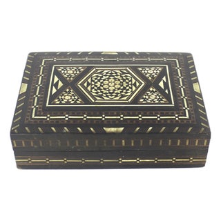 Vintage Inlaid Wood Bone Inlay Box For Sale