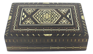 Vintage Inlaid Wood Bone Inlay Box
