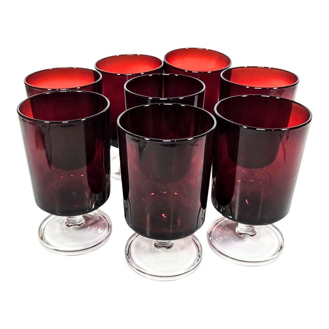 Ruby Red Goblets- Set of Eight For Sale