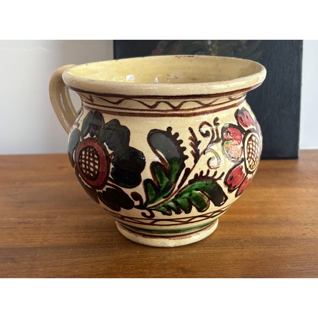 This midcentury European earthenware pot would hold a fern or orchid quite beautifully. Please see condition details...