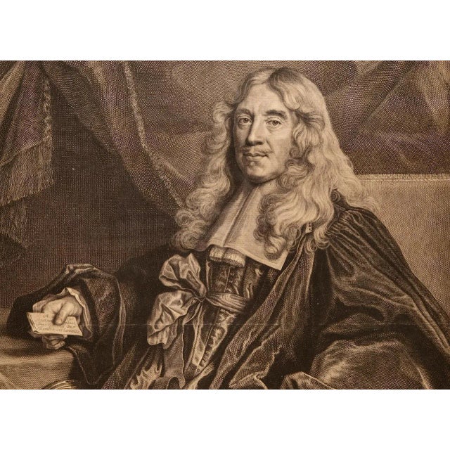 N. Lambert Seigneur de Thorigny: 17th C. Engraved Portrait After Largillière, 1698 For Sale - Image 4 of 6