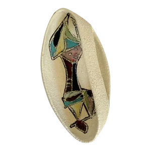 Mid Century Modern Fantoni Ceramic Hand Painted Catchall Dish, Made in Italy Circa 1960 Signed