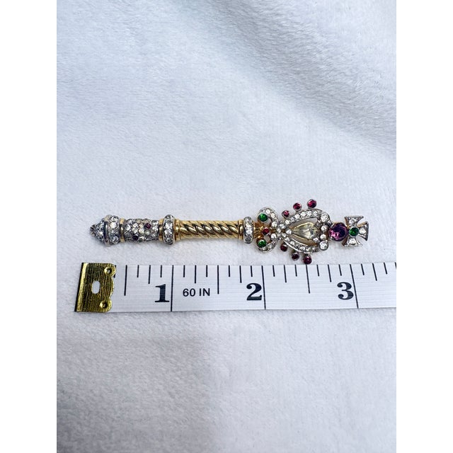 Mazer Bros Royal Sceptre Brooch • 1940s–50s Regalia Series • Multi‑Stone For Sale In Salt Lake City - Image 6 of 7