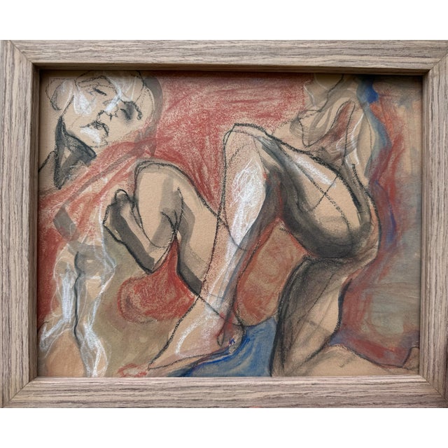 Erica Everage original abstract artwork - conte crayon, charcoal on archival rag paper, beautifully framed with natural...