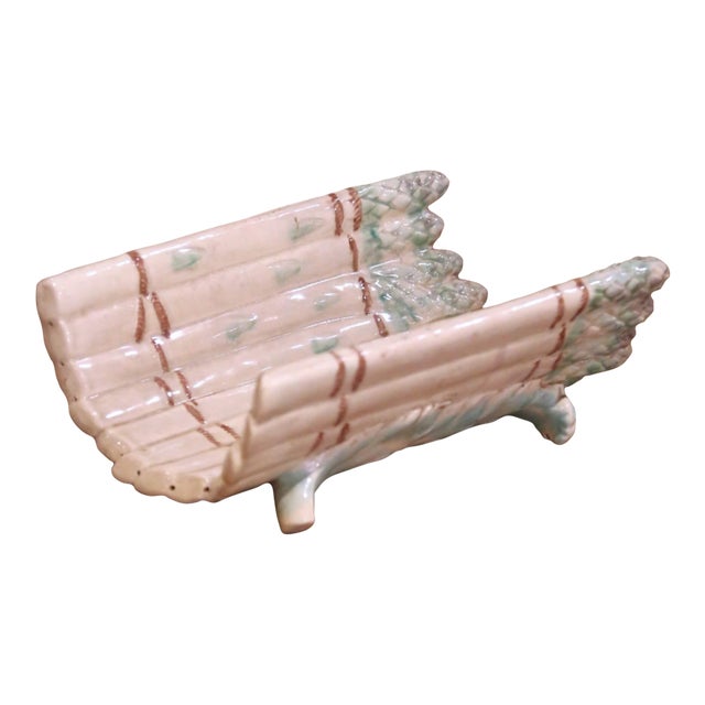 Early 20th Century French Majolica Asparagus Form Centerpiece Vessel For Sale
