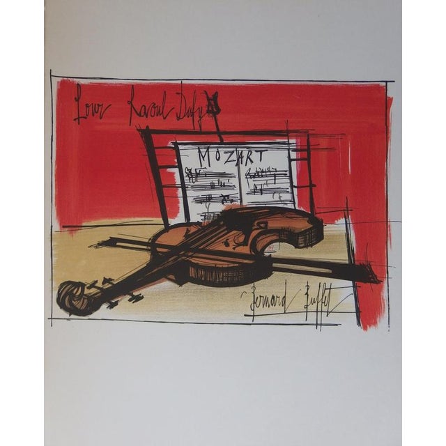 Bernard BUFFET (1928-1999) Still life with violin Color lithograph Signed in the plate On Vellum 24 x 30 cm (c. 9 x 12...