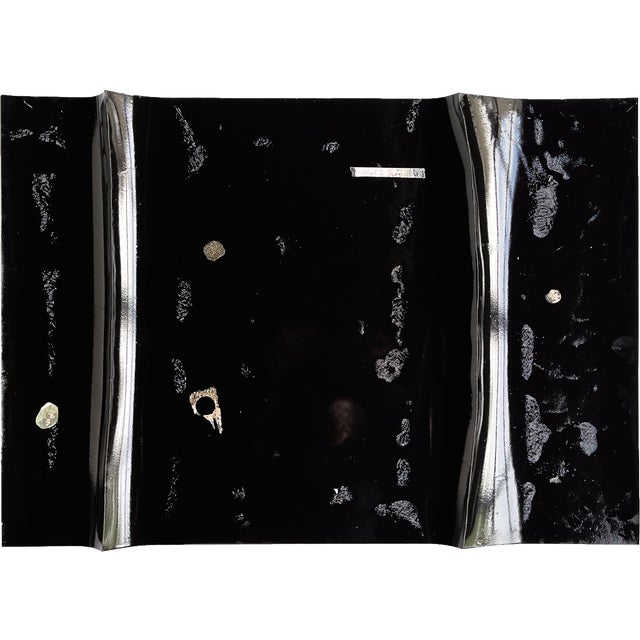 Contemporary Abstract High Gloss Lacquer, Marinage/Paper "Black River #38" by Harald Kröner For Sale - Image 6 of 6
