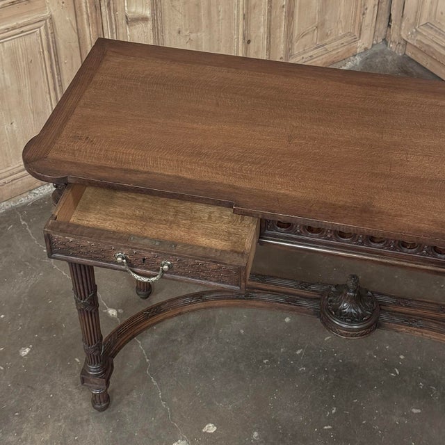 19th Century Country French Louis XVI Hand-Carved Walnut Console ~ Sofa Table For Sale - Image 16 of 18
