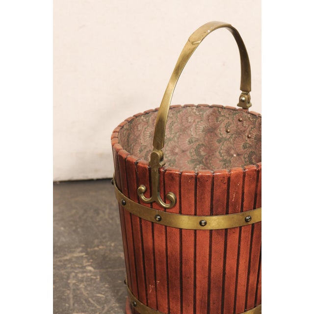 English 19th C. Brass & Wood Bucket W/ Handle For Sale - Image 4 of 11