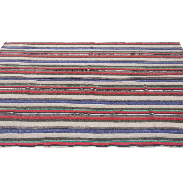 Traditional Striped Vintage Decorative Kilim Rug For Sale - Image 3 of 6