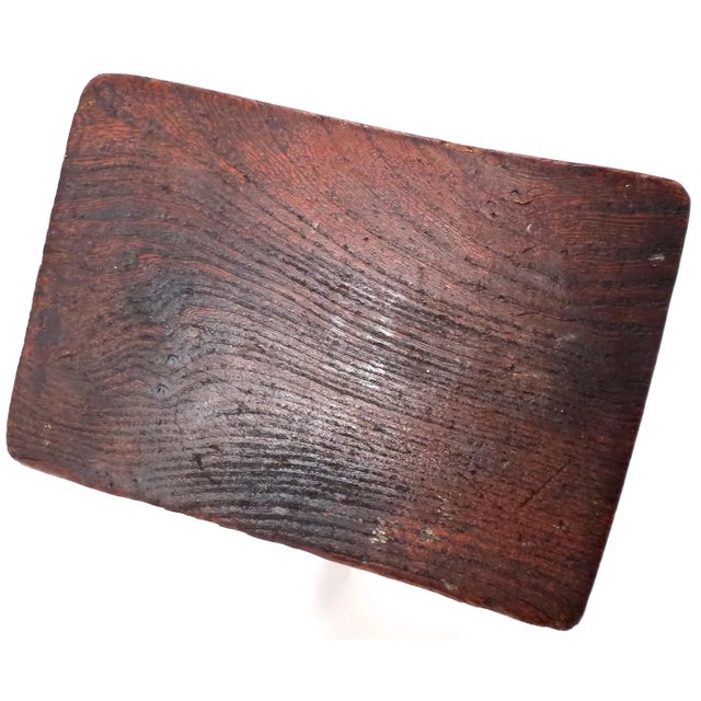 Antique Circa Mid 19th Century Country American Chestnut Wood Footstool - Fireside Stool For Sale - Image 9 of 13