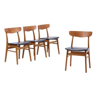 Mid-Century Danish Teak and Leather Chairs from Farstrup Møbler, Set of 4 For Sale