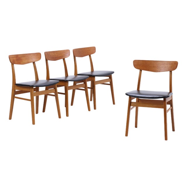 Mid-Century Danish Teak and Leather Chairs from Farstrup Møbler, Set of 4 For Sale
