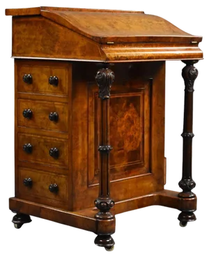 Victorian Burr Walnut Davenport, 1860s