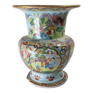 19th Century Chinese Unusual Qing Rose Medallion Yen Yen Vase, Canton Enamel on Stoneware