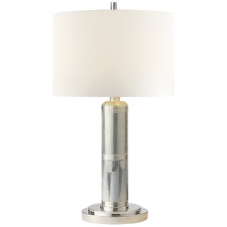 Thomas O'Brien by Visual Comfort Signature Longacre Small Table Lamp in Polished Nickel with Linen Shade For Sale