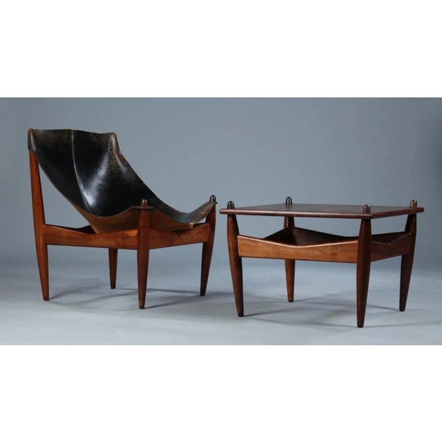 Wood Set of Model 272 Lounge chair and Ottoman by Illum Wikkelsø for C.F. Christiansen, Sweden, 1960s For Sale - Image 7 of 15