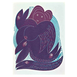 Axel Hartenstein, Creatures, Mid-20th Century, Screen Print For Sale
