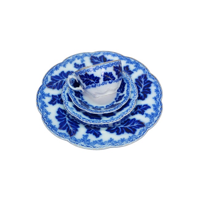 Victorian 20 Pc Antique English Johnson Bros Normandy Flow Blue Porcelain Dinnerware For Sale - Image 3 of 17