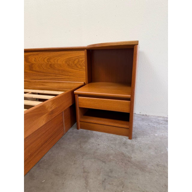 Wood Danish Teak Full Size Bed With Built-in Nightstands – Scandinavian Design 1960s For Sale - Image 7 of 10