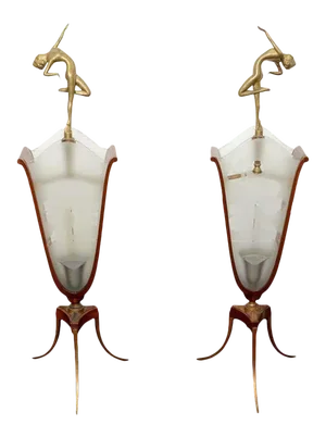 Italian Art Deco Nude Figure Lamps - A Pair