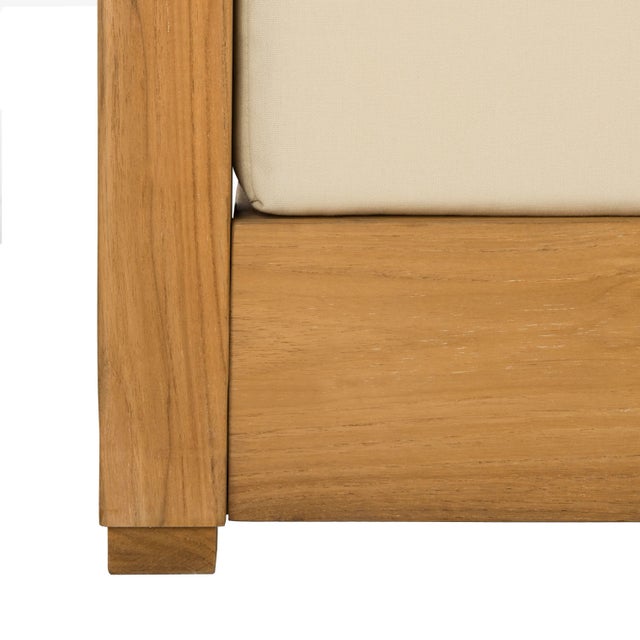 Wood 2-Seat Loveseat in Teak & Beige For Sale - Image 7 of 9