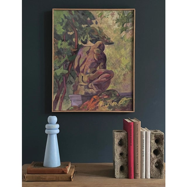 Anthony Ferrera - The Miner in Fairmount Park, Philadelphia, Signed (1993, Oil on Canvas). Landscape painting of The Miner...