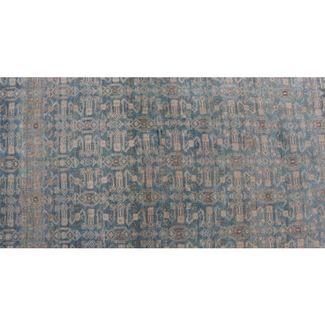 Antique Persian Bidjar Rug With All-Over Design in Light Blue and Orange 4'11 X 8'8 For Sale - Image 11 of 14