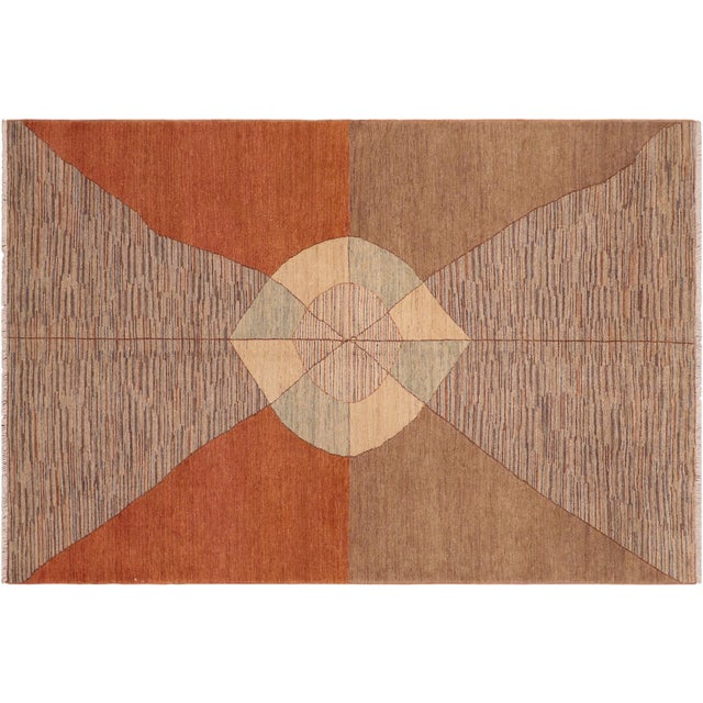 Contemporary Gabbeh Orange/Brown Wool Rug - 6'2'' X 9'3'' For Sale - Image 9 of 10