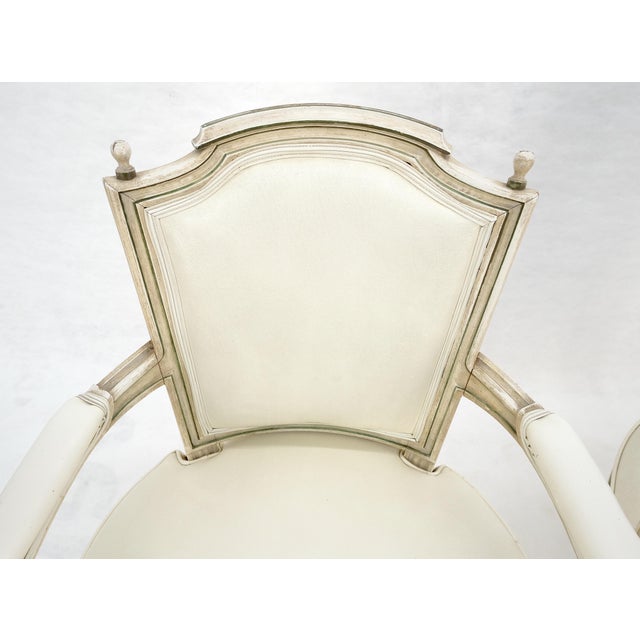 Pair of Directoire French Open Arms Painted Frames Arm Chairs For Sale - Image 10 of 13