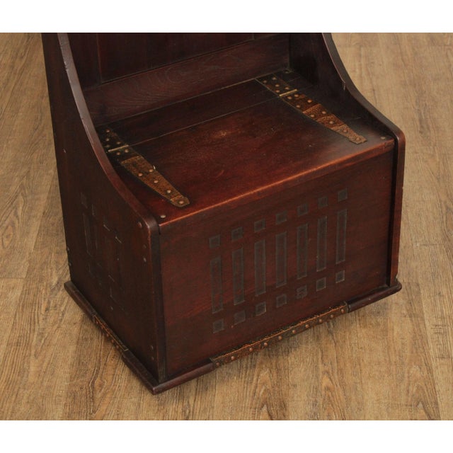 Early 20th Century Antique Mission Arts And Crafts Mahogany Storage Chest Hall Bench For Sale - Image 5 of 13