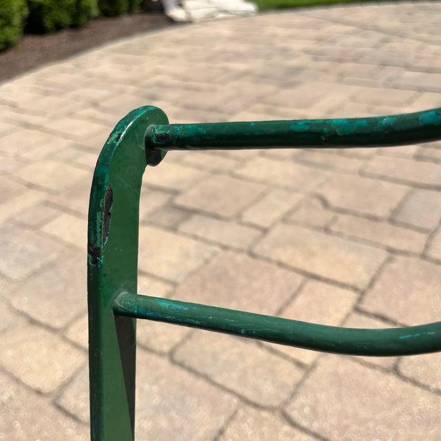 Green Vintage 1960’s French Green Iron Bistro Folding Garden Chairs - A Pair For Sale - Image 8 of 11