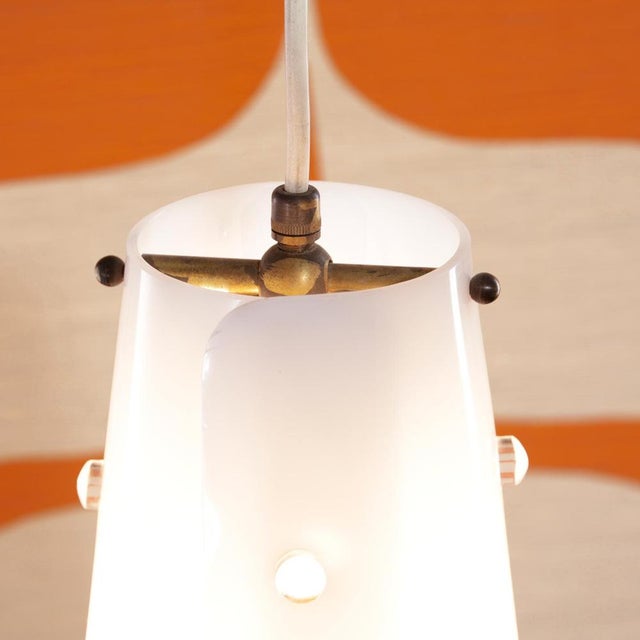 White Vintage Pendant Light Cone with Acrylic Glass Lampshade, 1960s For Sale - Image 8 of 11