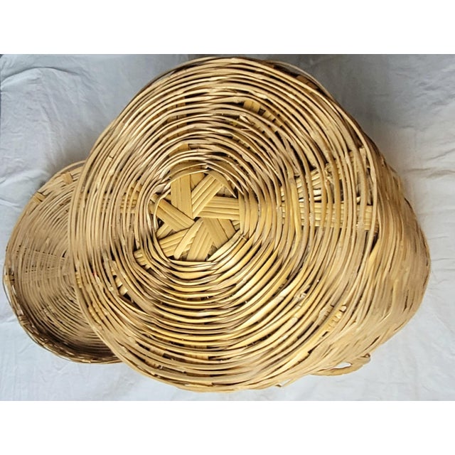 Vintage Wicker Laundry Hamper With Lid Natural Woven Rattan Tall Storage Basket For Sale - Image 9 of 11