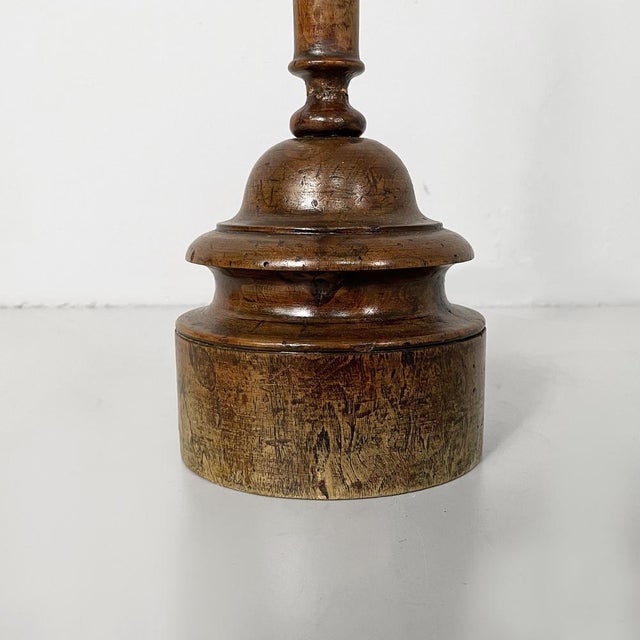 Italian Round Doorstop in Turned Wood, 1930s For Sale - Image 10 of 12